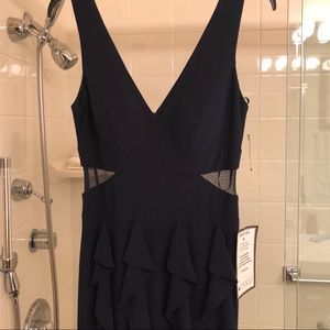 XSCAPE Dark Blue NWT formal dress w ruffles size 6